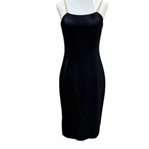 Elegant Black Dress with Gold Straps